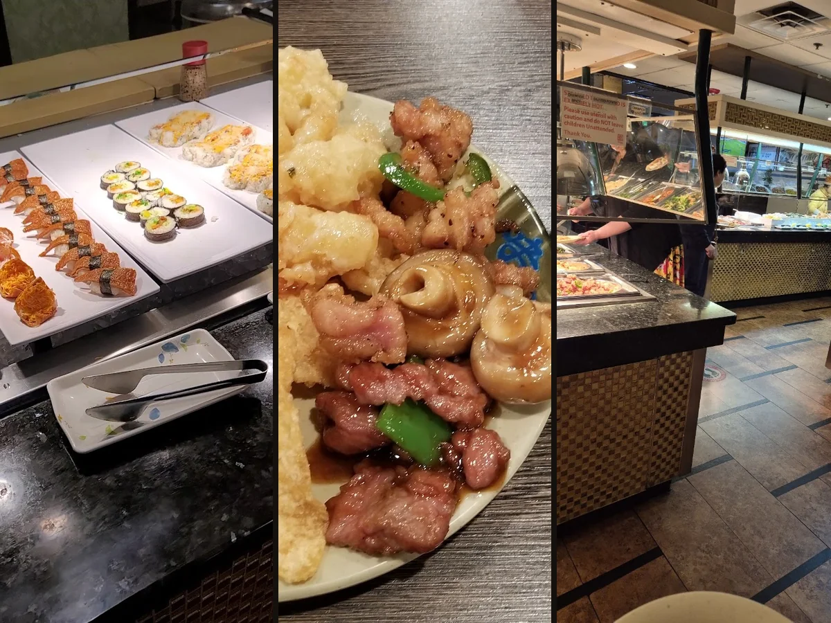 Mongolian grill station with fresh ingredients